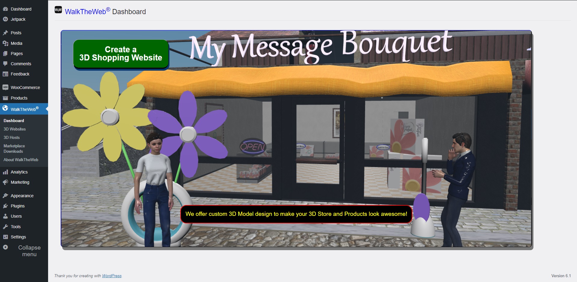 Dashboard Slideshow - Products are read LIVE and displayed in 3D Game Scenes with no additional maintenance!