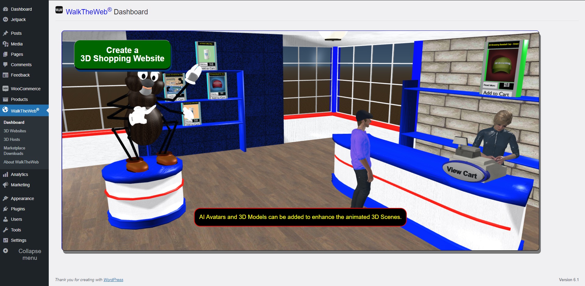 Dashboard Slideshow - You can also use additional 3D Buttons like Read More, View Cart, Add to Cart, etc...