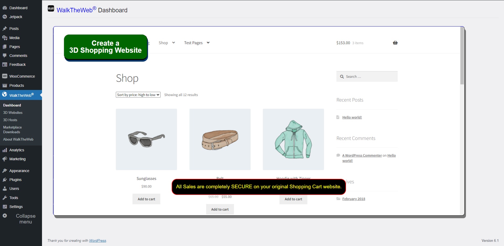 Dashboard Slideshow - 3D Scenes can host multiple 3D Stores and Games to gain more traffic.