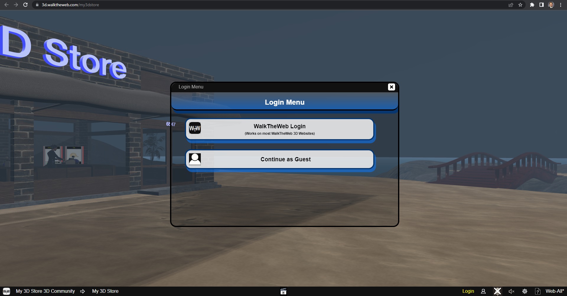 Step 3 - Part A - Select a 3D Hosting Service. WalkTheWeb Free Hosting is the First Option. You can add additional 3D Hosts from the menu.