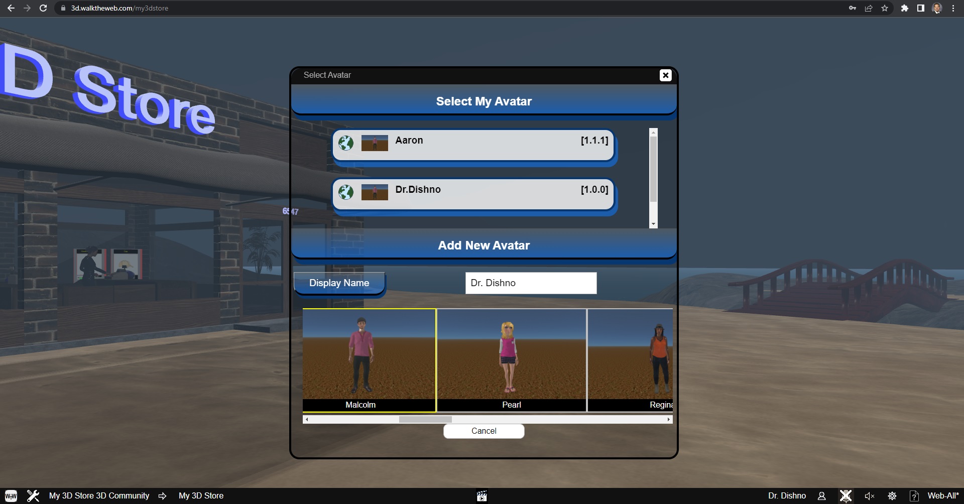 Step 3 - Part B - Select a URL and Name for your new 3D Website. Use the Check Name Button to make sure the URL is available.
