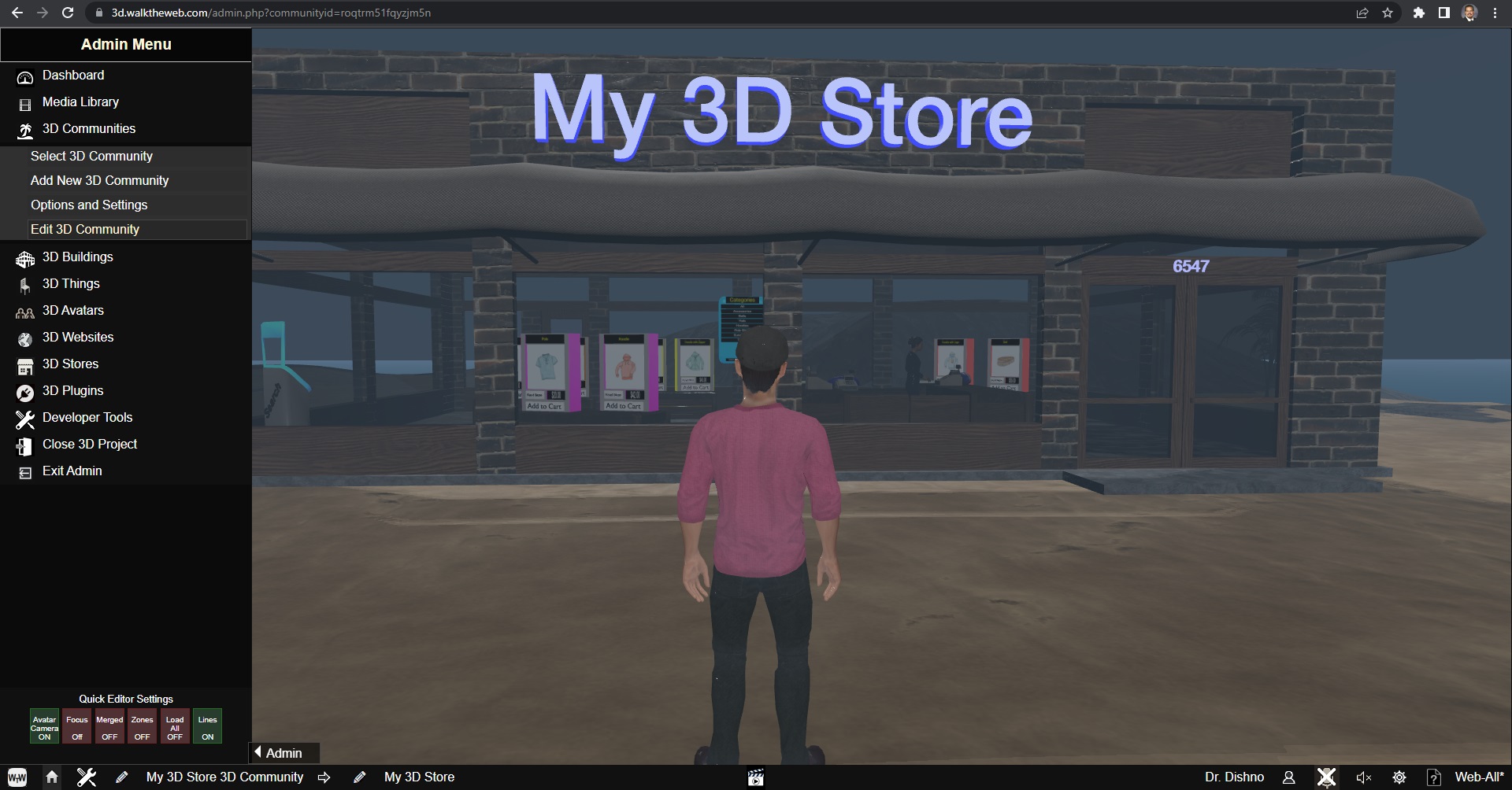 WalkTheWeb 3D Shopping Website - Your 3D Avatar will load and now you can exlpore your new 3D Website.