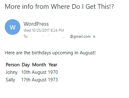 Sample of custom email sent to the site visitor automatically in response of the request from the site visitor