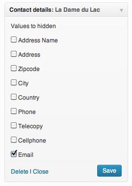 Widget settings in Menu Admin Side Bar: Apparence > Widgets