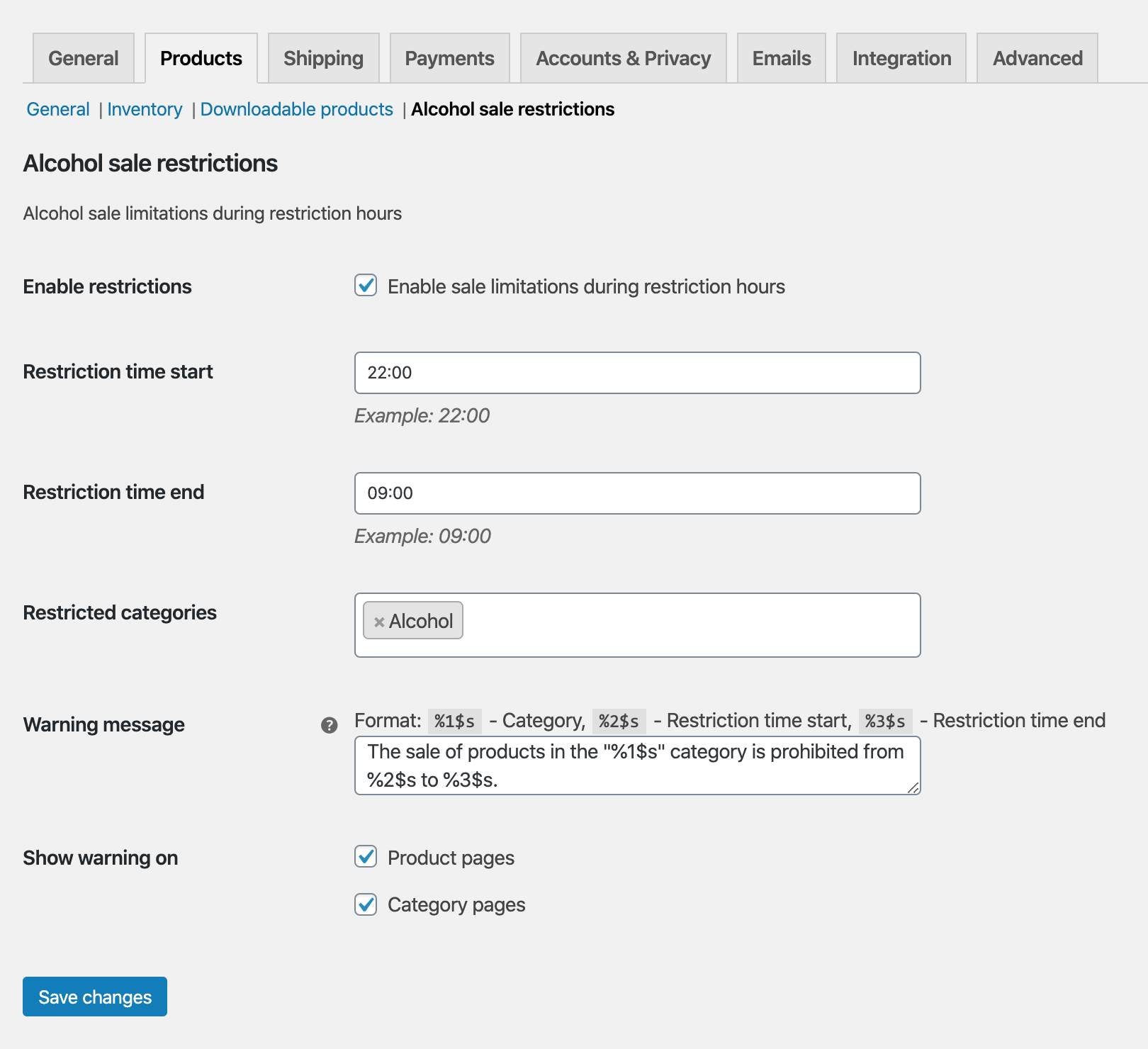 Plugin settings