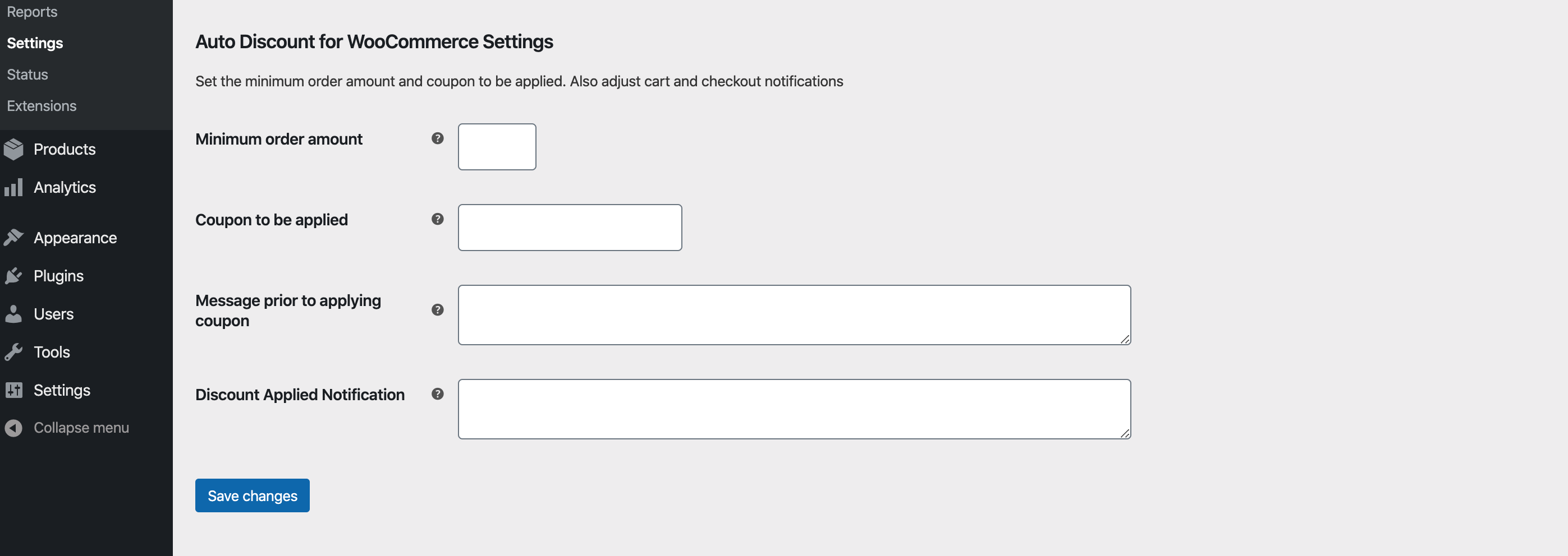 Auto Discount for WooCommerce Settings