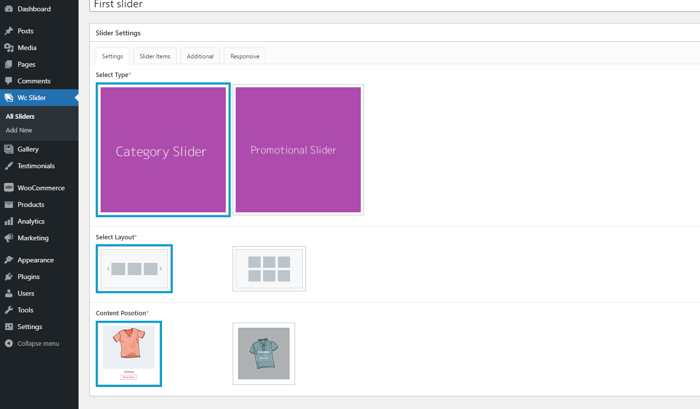 Category slider