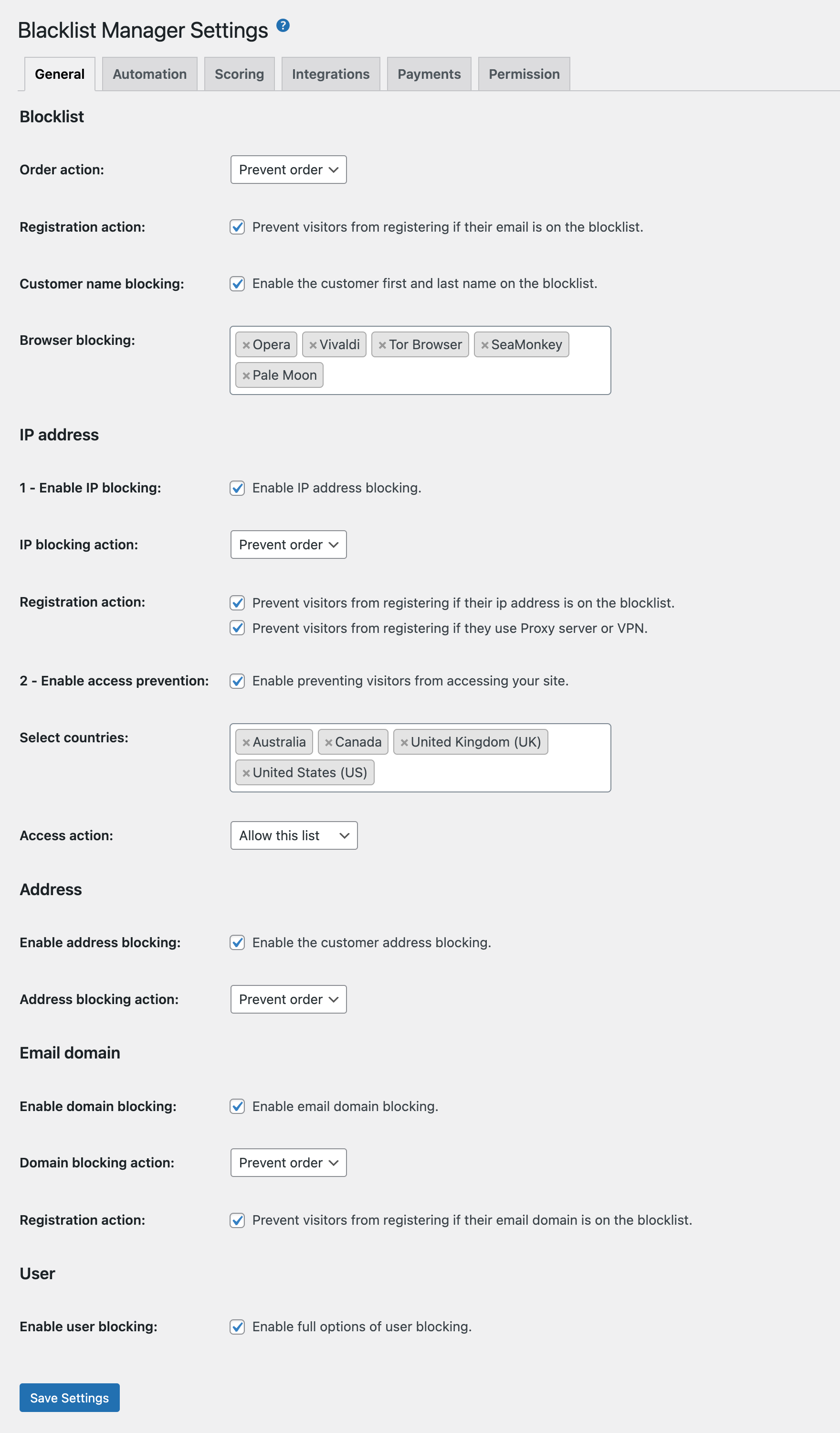 Review orders list with risk score column.