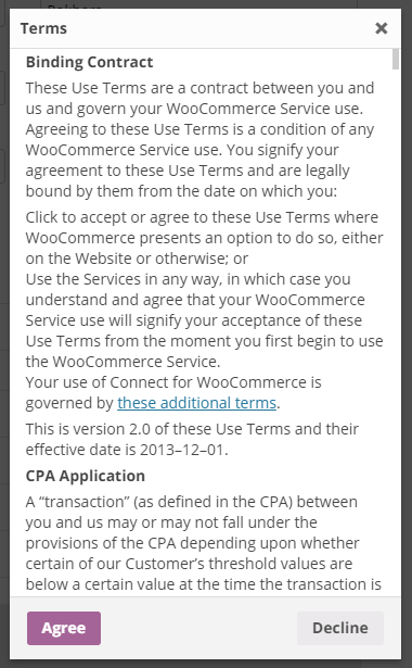 Checkout Page - Terms Popup (Mobile screen).