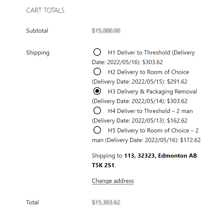 Cart Shipping Calculator