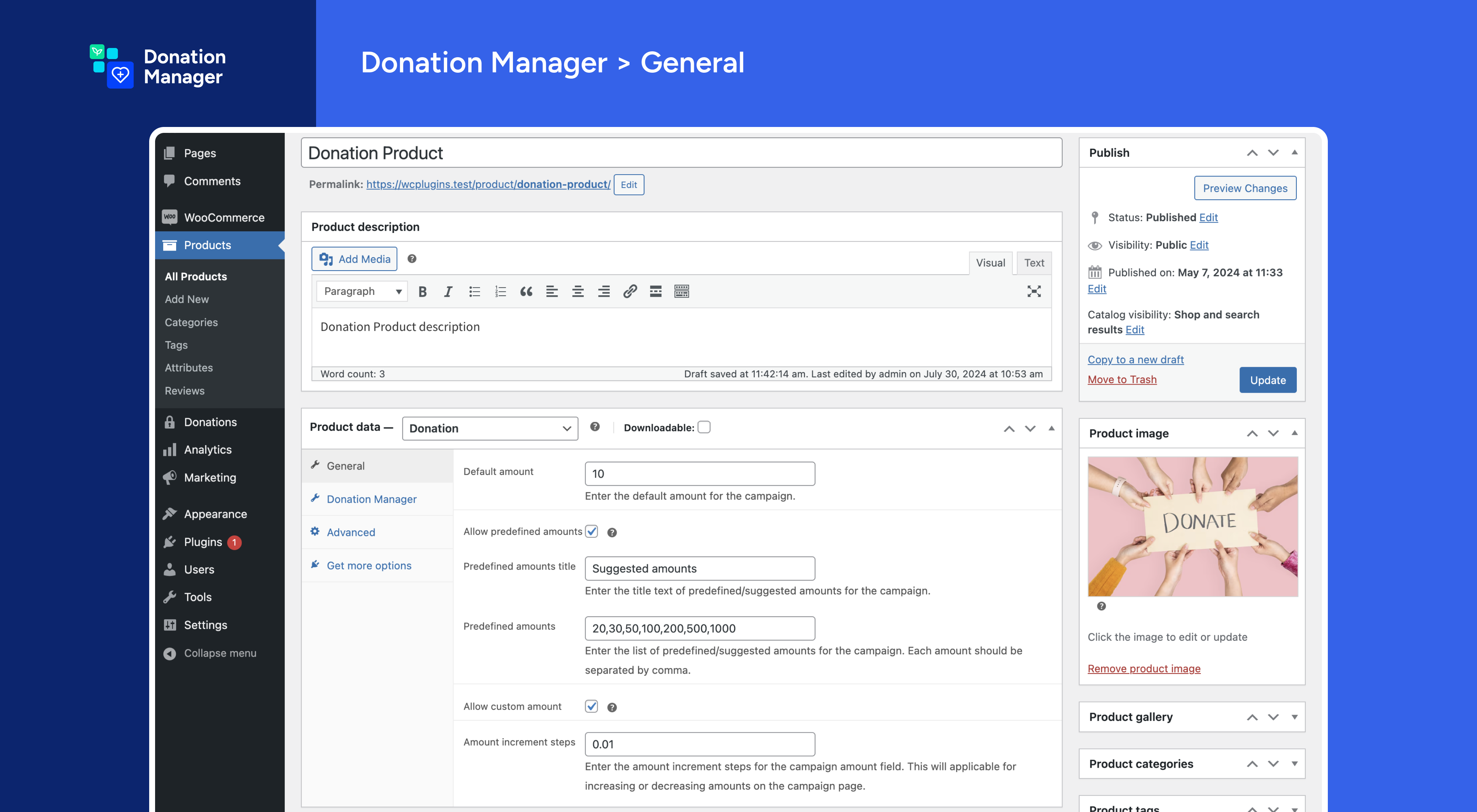 Donation Product - General option