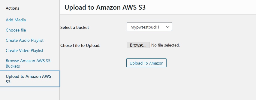 Upload to Amazon AWS S3 window