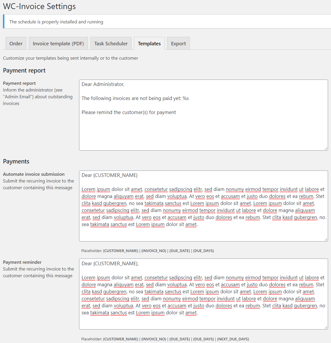 Additional settings for PDF invoice output 2/2