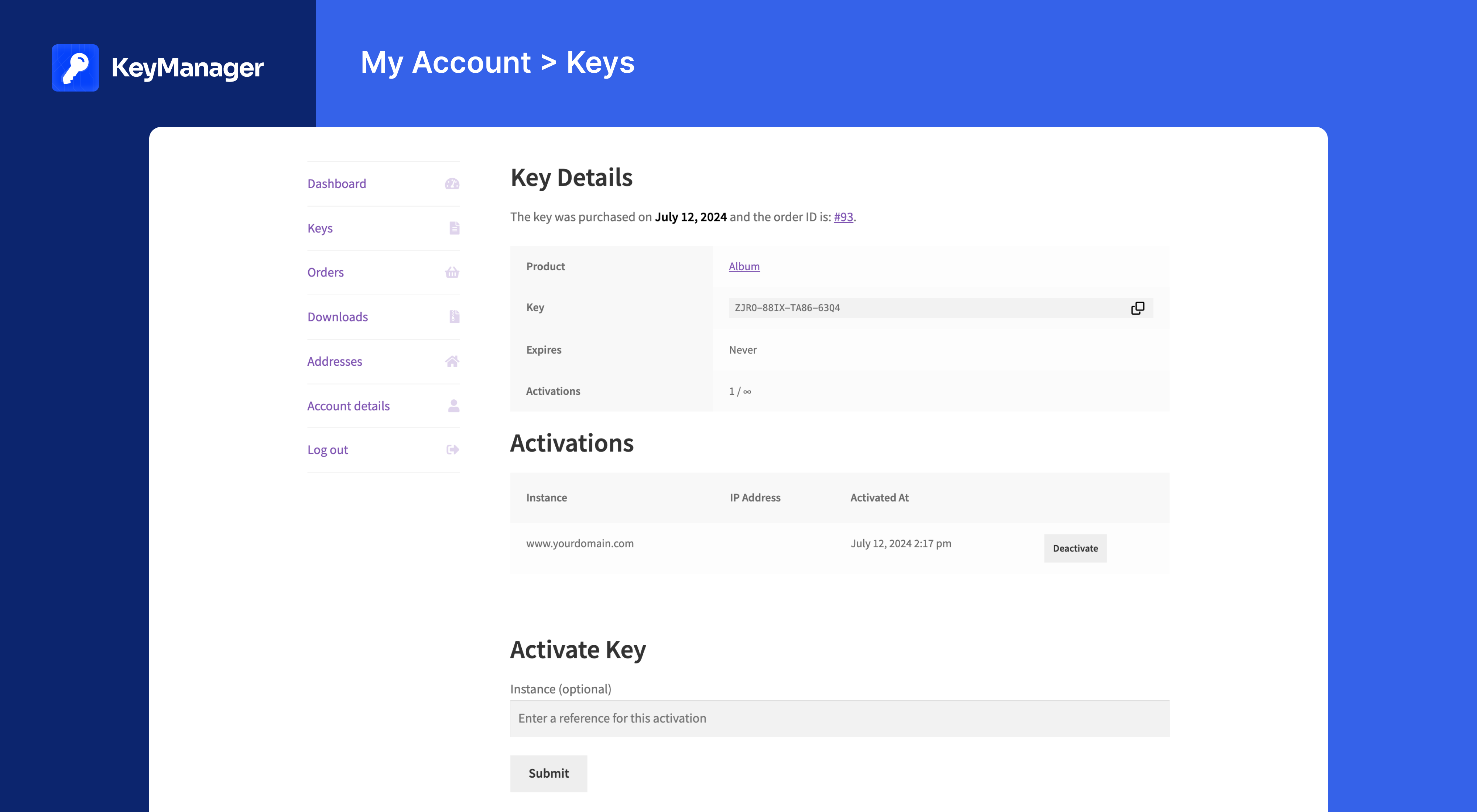 Settings - General - Key Settings