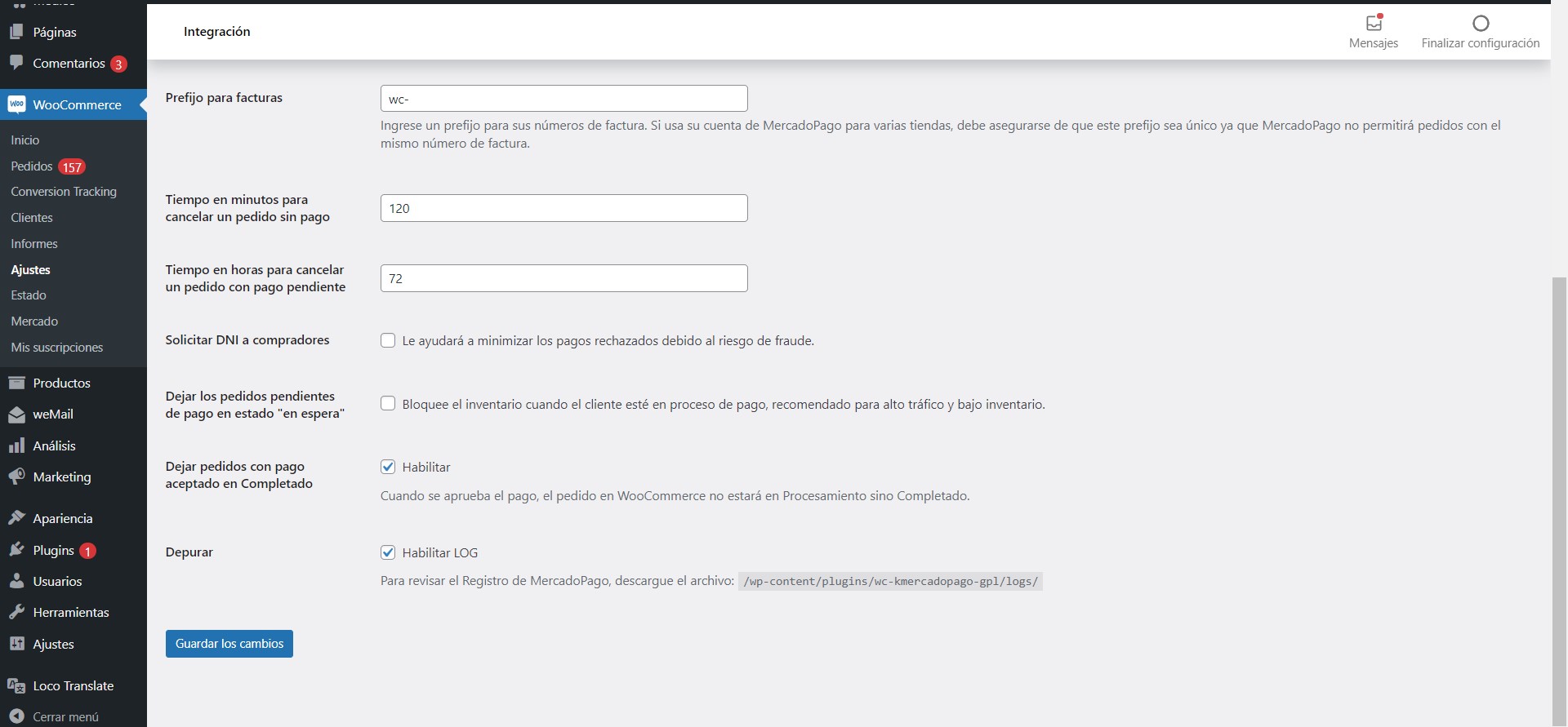 Configuración del plugin 2