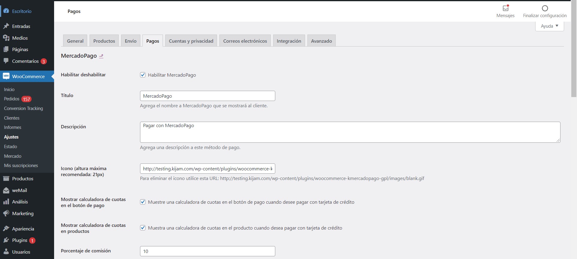 Configuración del plugin 3