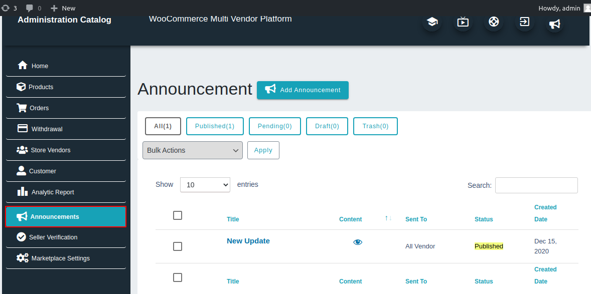 Multivendor(Multi Vendor) Marketplace For WooCommerce Admin Products Page.