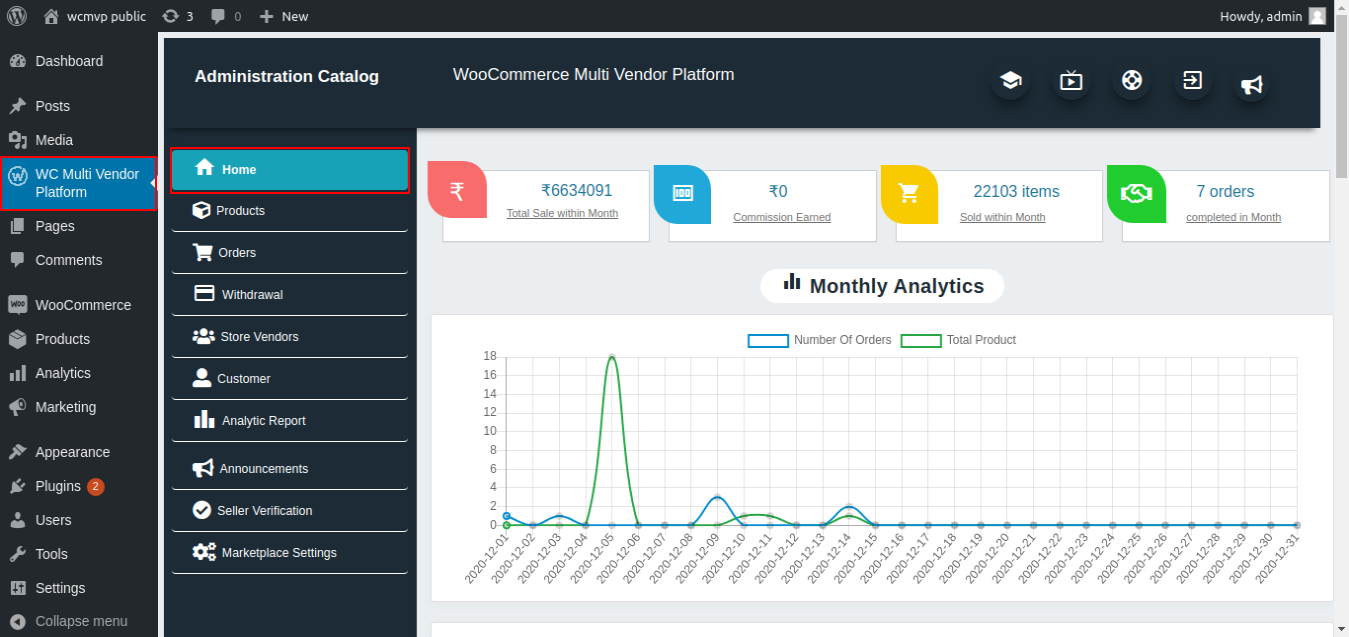 Multivendor(Multi Vendor) Marketplace For WooCommerce Admin Setings General Settings Page.