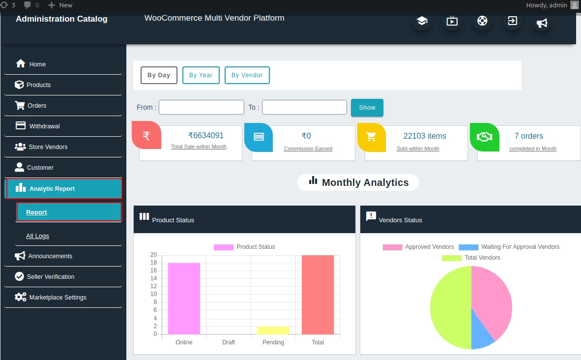 Multivendor(Multi Vendor) Marketplace For WooCommerce Vendor Activate Dark Theme.