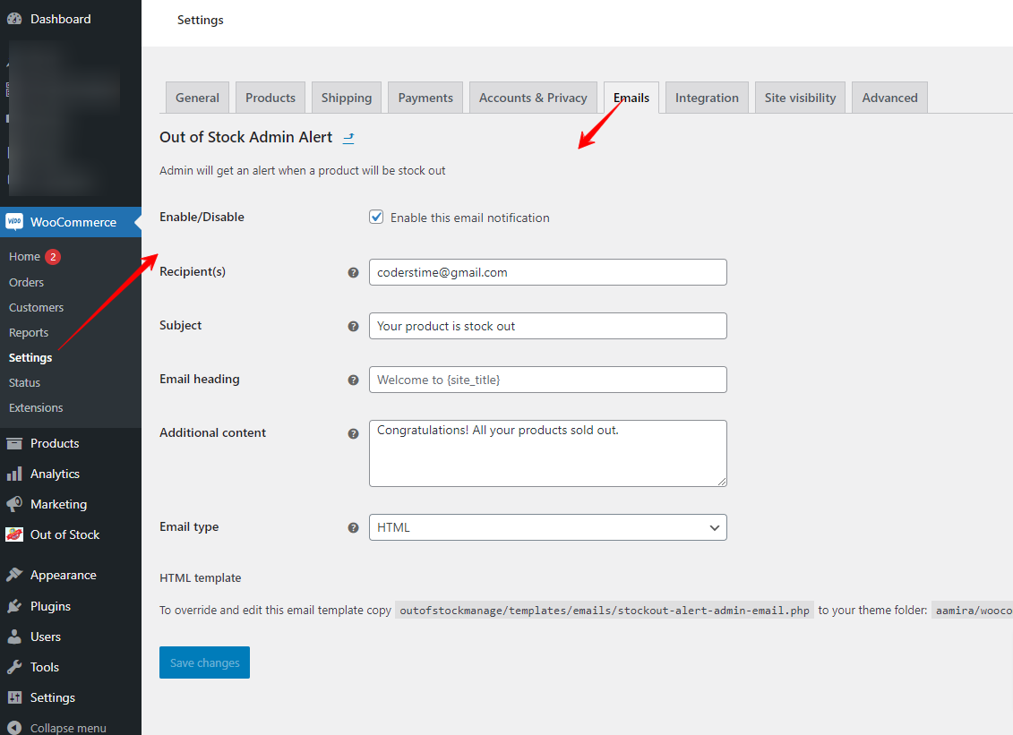 Variable Product Stock Out Message