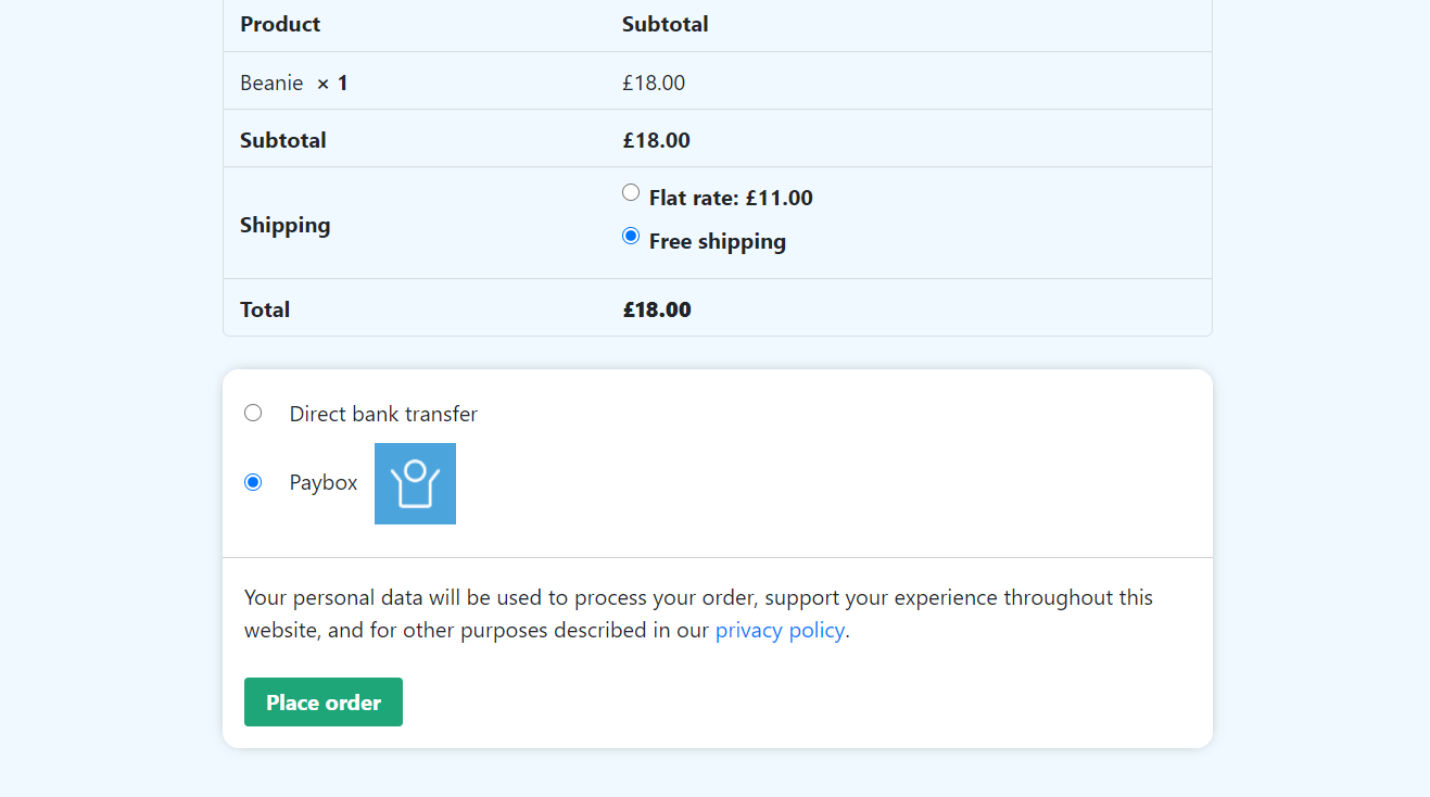 Woocommerce Checkout Page