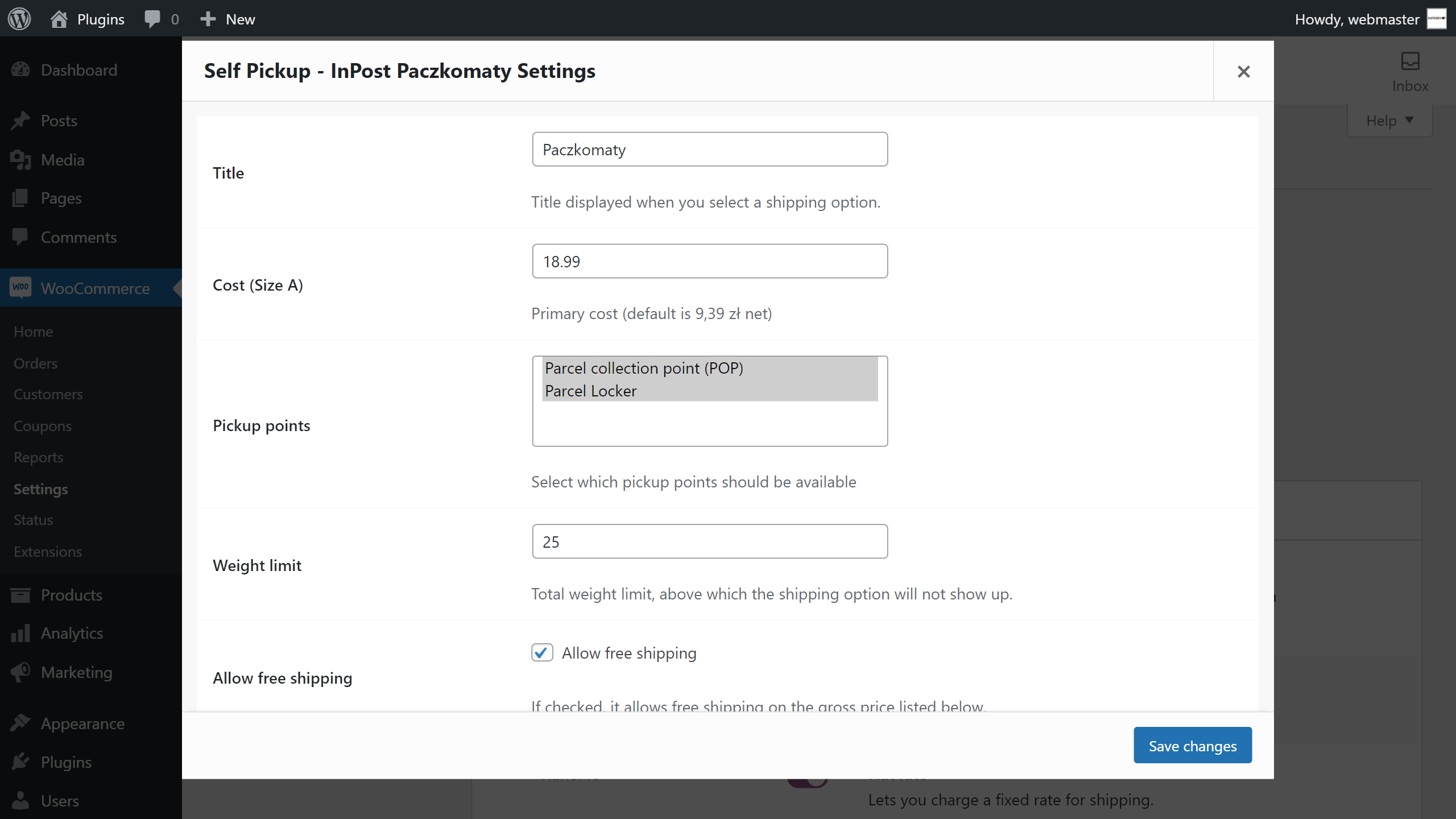 Plugin settings