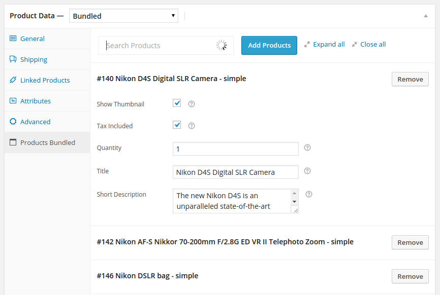 Wcpb individual bundle product's options