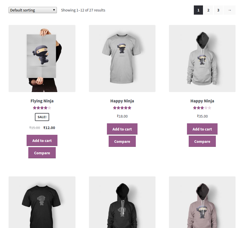 Compare Button on Shop Listing page