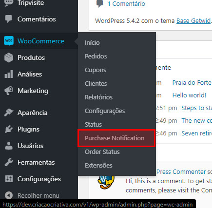 Link para ir para página de configuração.