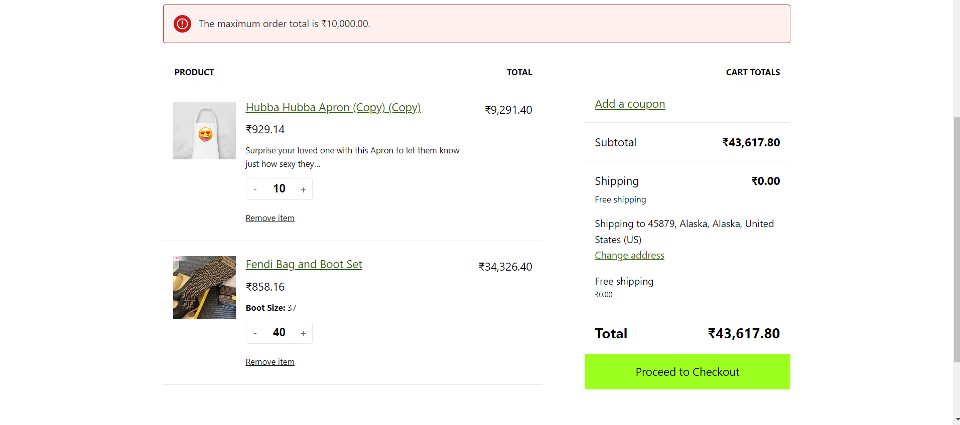 Cart validations during Checkout