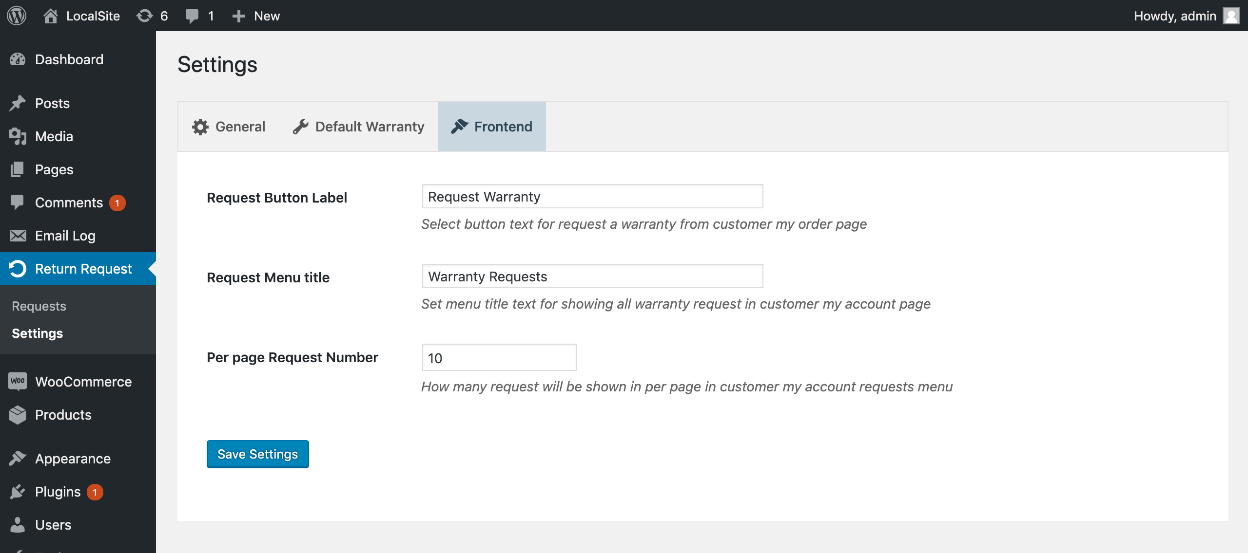 Frontend Settings