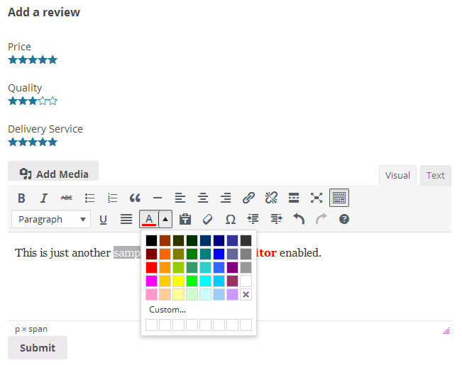 You can choose parameter base of segmented rating. You may choose to set different parameters per product, per category or same parameters for entire store/site.