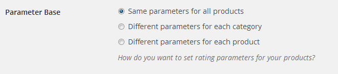 If you chose `Different parameters for each product`, you need to set these parameters in a meta box while creating/editing a product.