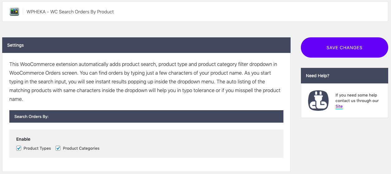 Plugin settings screen