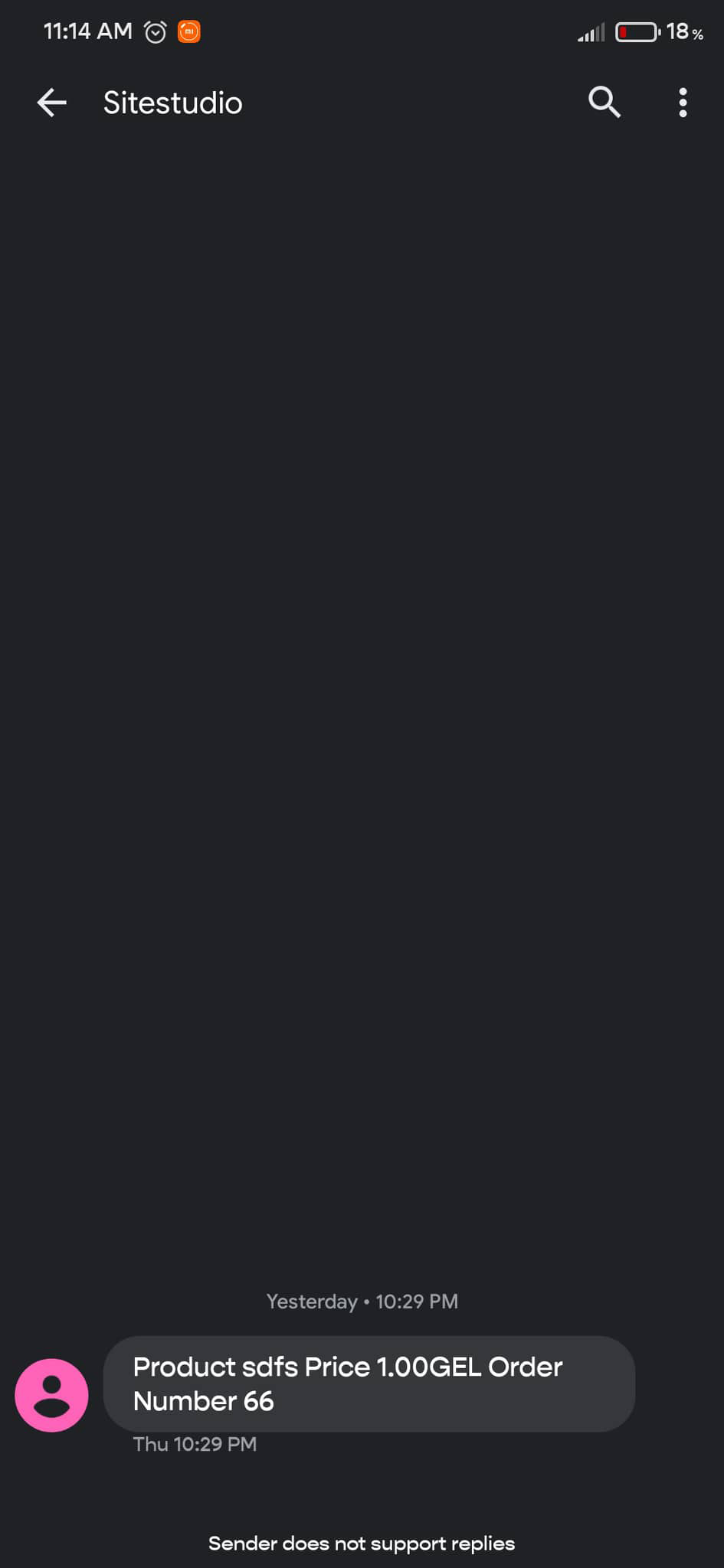 Order notification