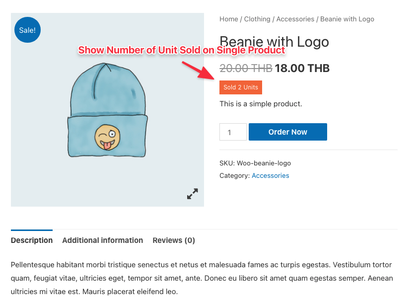 Unit Sold Display Frontend on Product Archive.