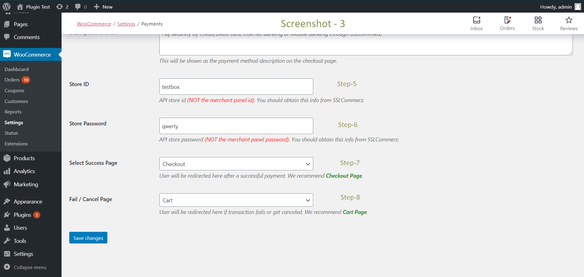 Plugin configure page 2.