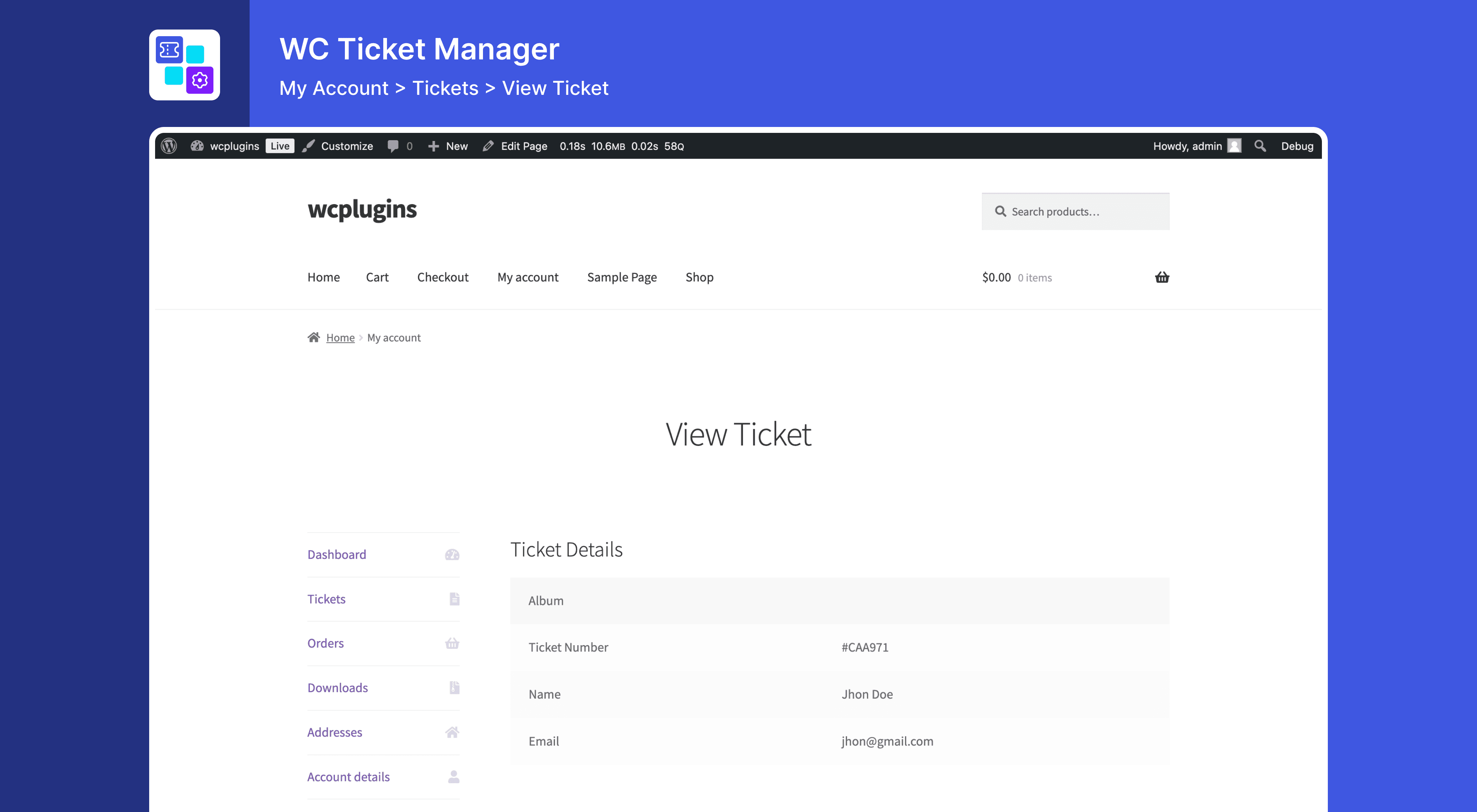 Tickets Details View