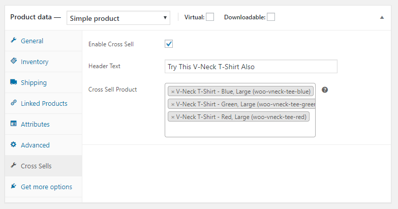 Cross Sell Assignment in Product Data | WordPress Admin
