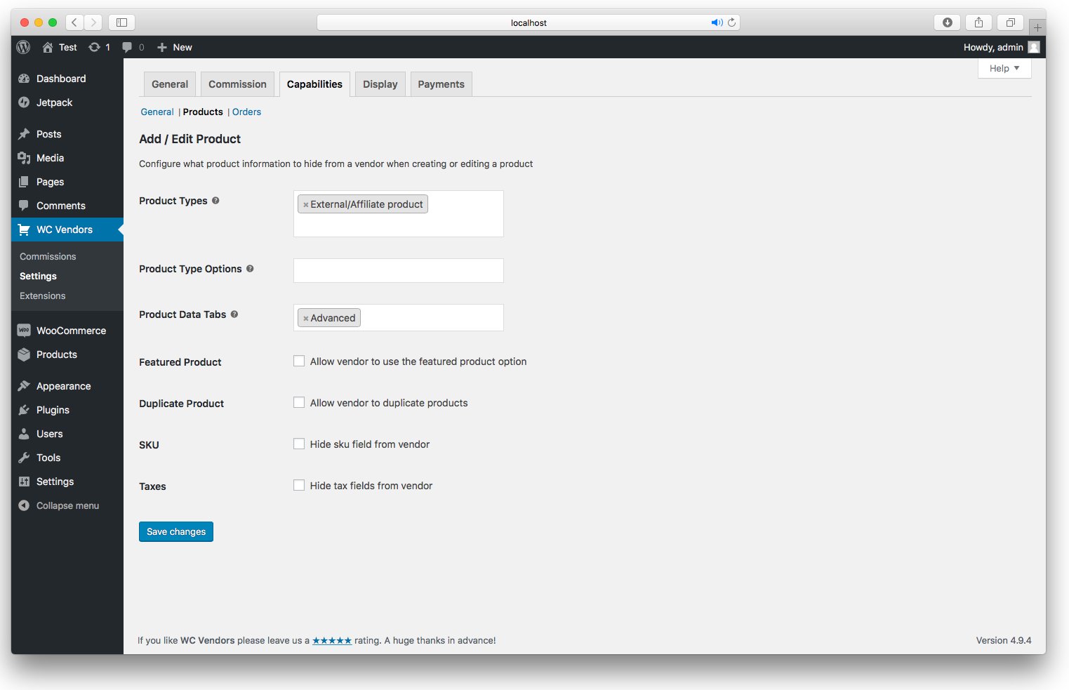 Vendor dashboard