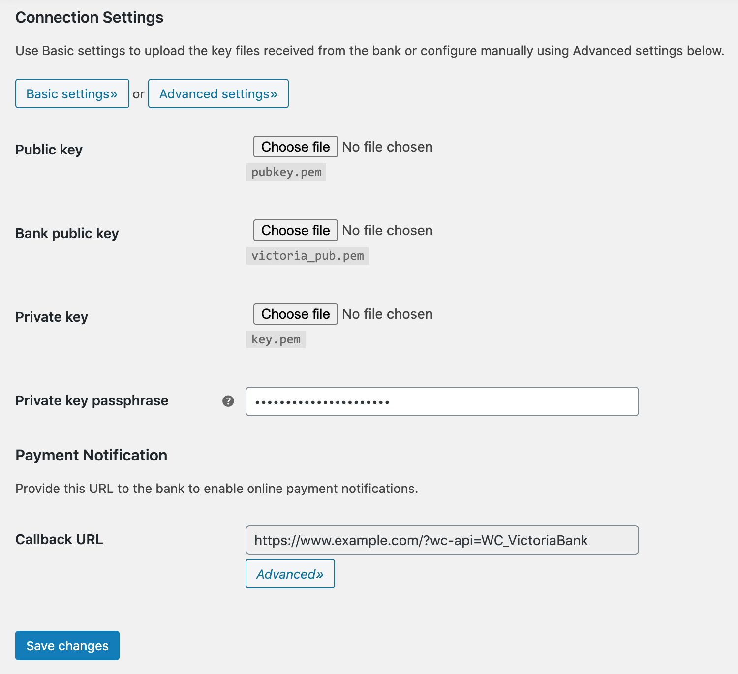 Connection settings
