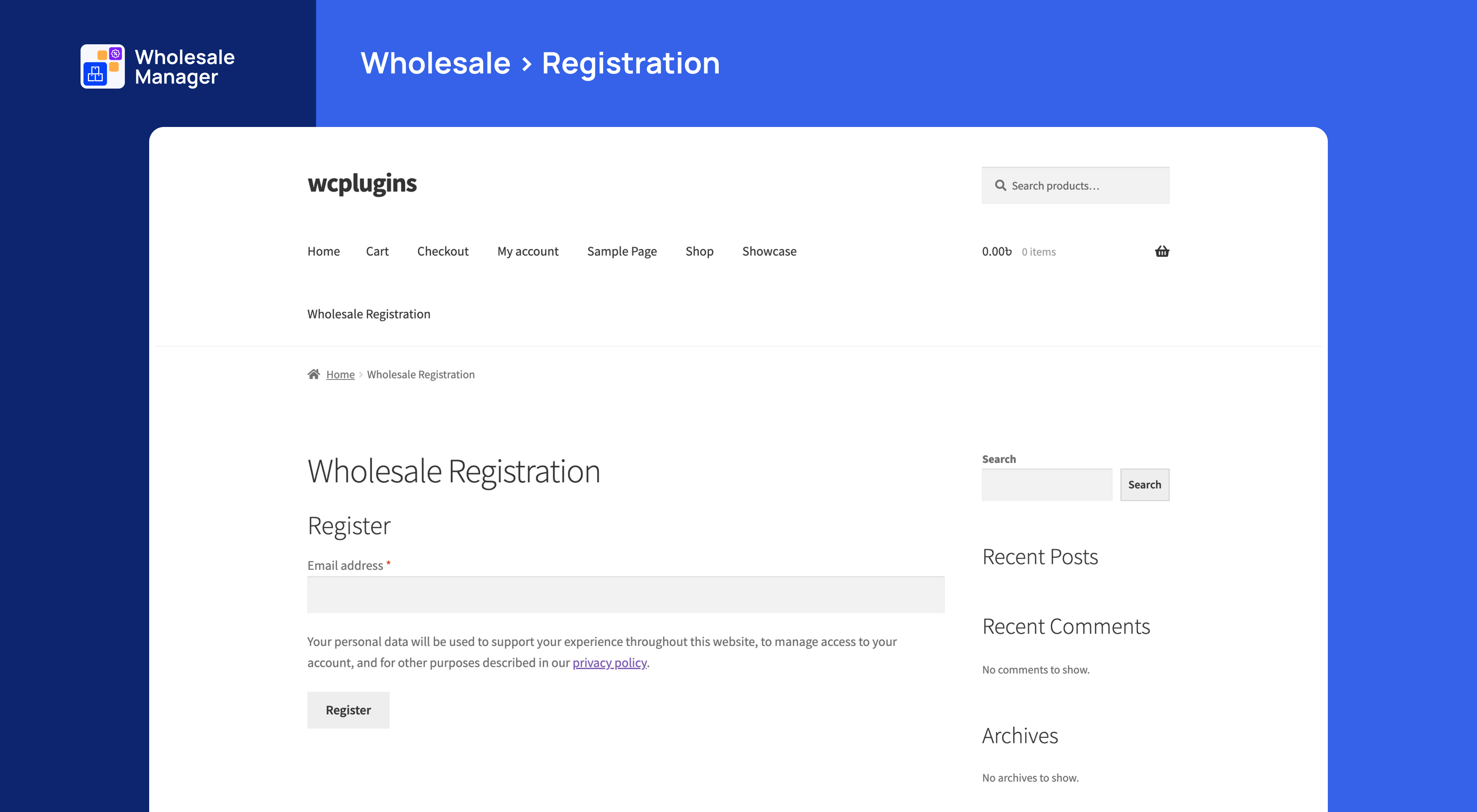 Wholesale Registration Page & Form