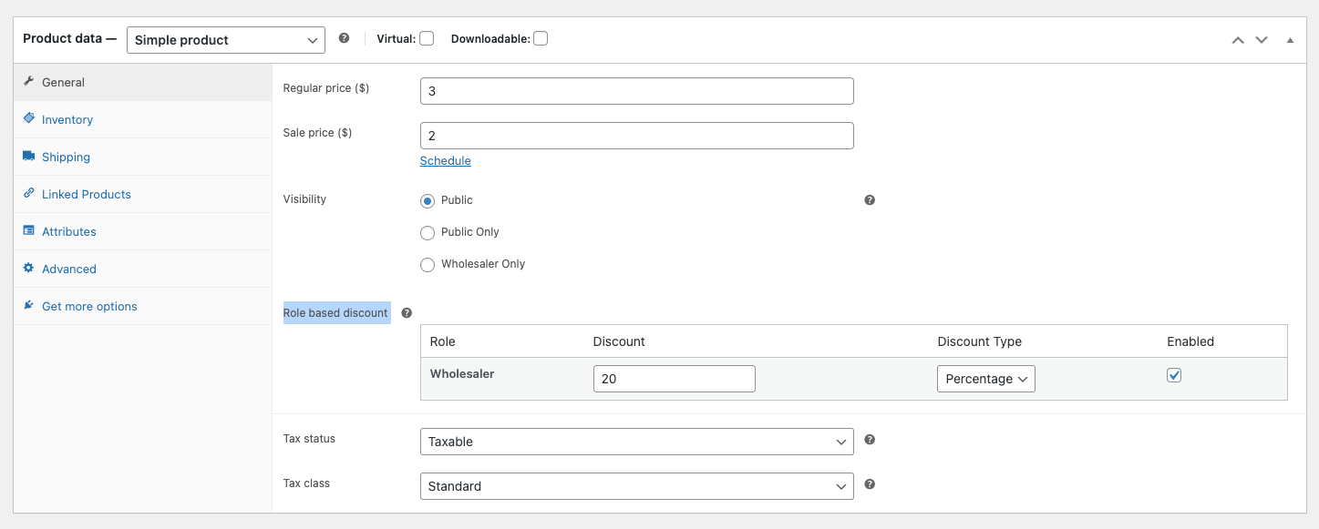 Product Edit Page Metabox Options