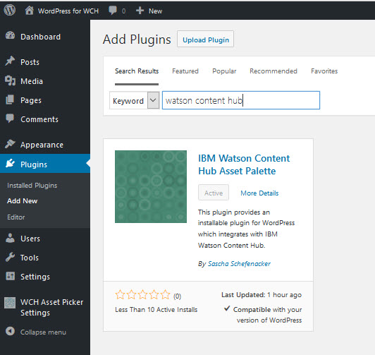 This screen shot shows the plugin install.