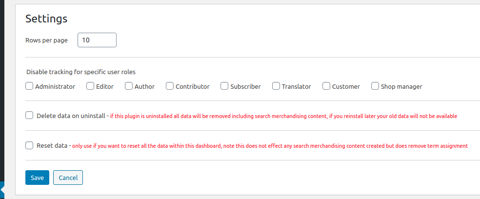 Settings overview