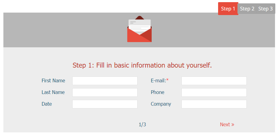 10Web MailChimp Forms - MailChimp Form Example 1