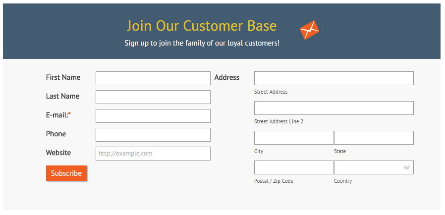 10Web MailChimp Forms - MailChimp Form Example 2