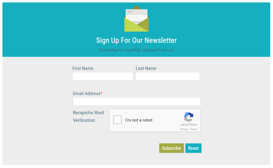 10Web MailChimp Forms - MailChimp Form Example 3