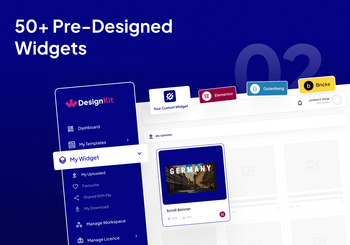 50+ Pre-Designed Widgets