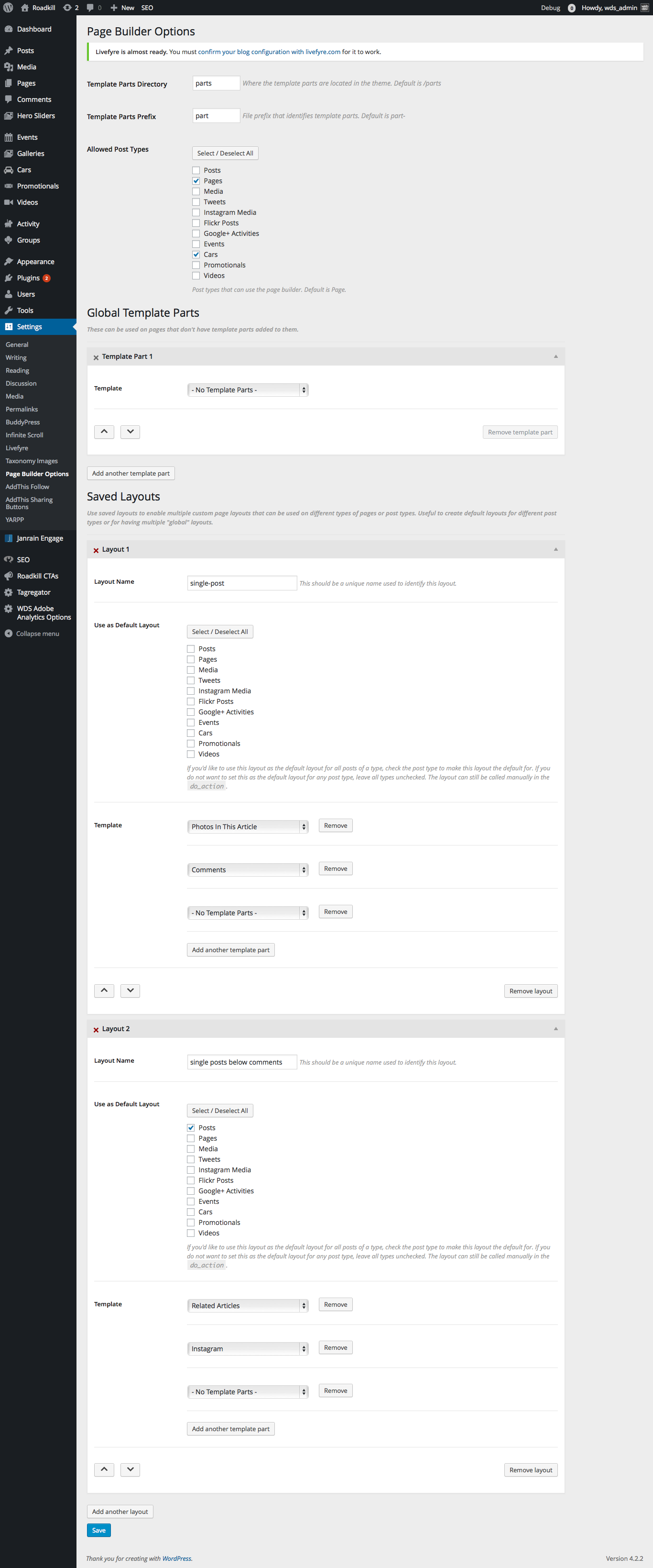 Options page